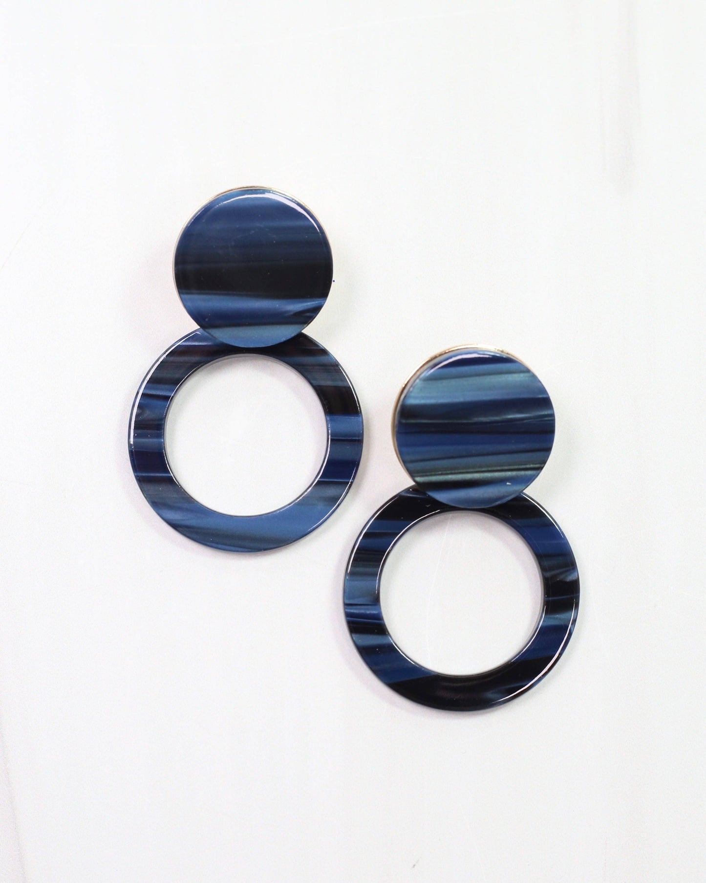 Caroline Hill - Bentlee Circle Drop Earring Navy