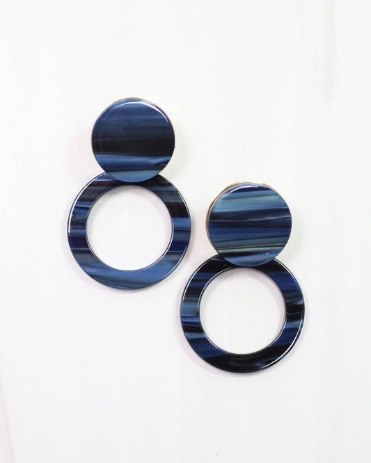 Caroline Hill - Bentlee Circle Drop Earring Navy