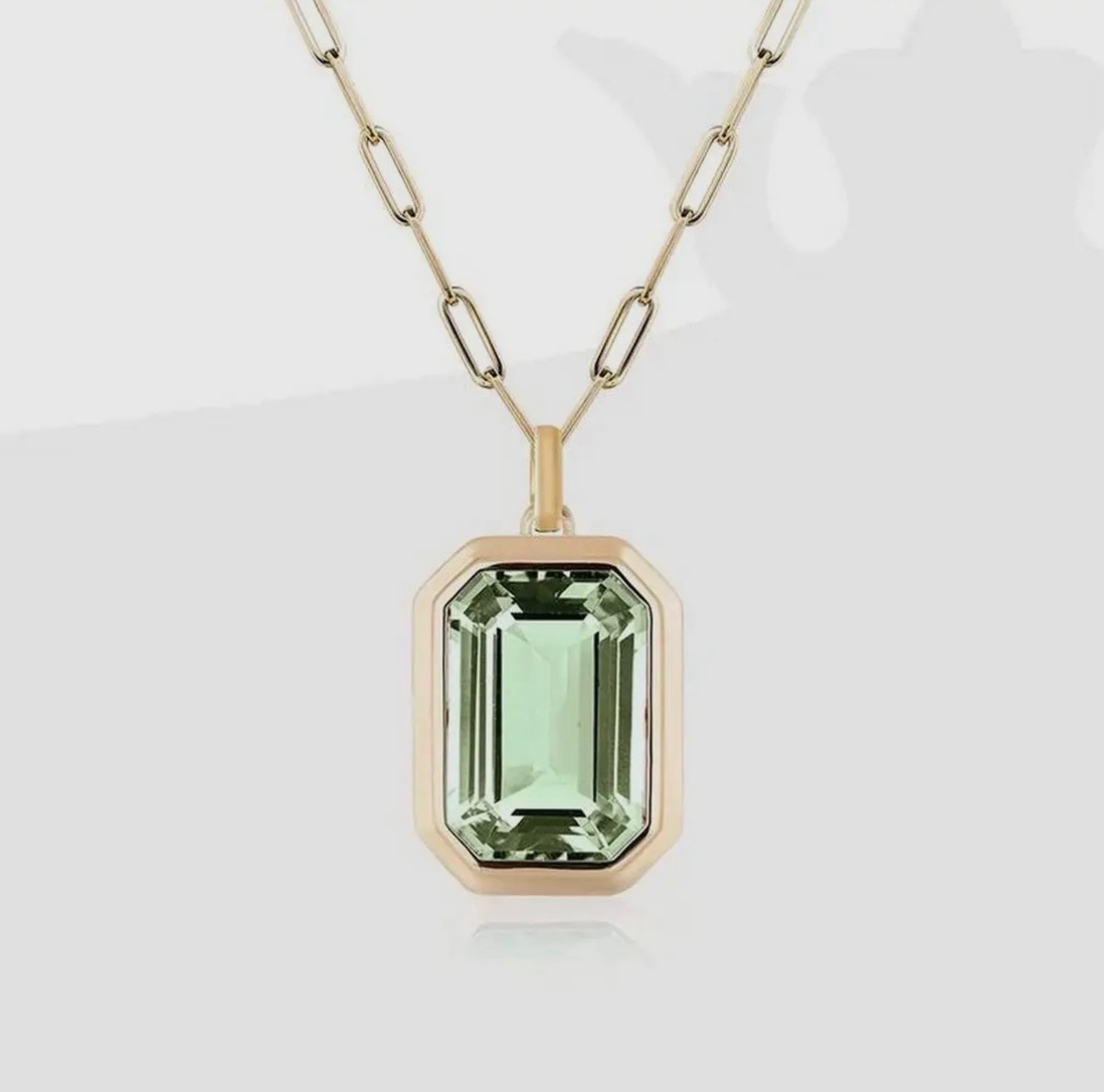 Square Zircon Pendant Paperclip Chain Necklace 