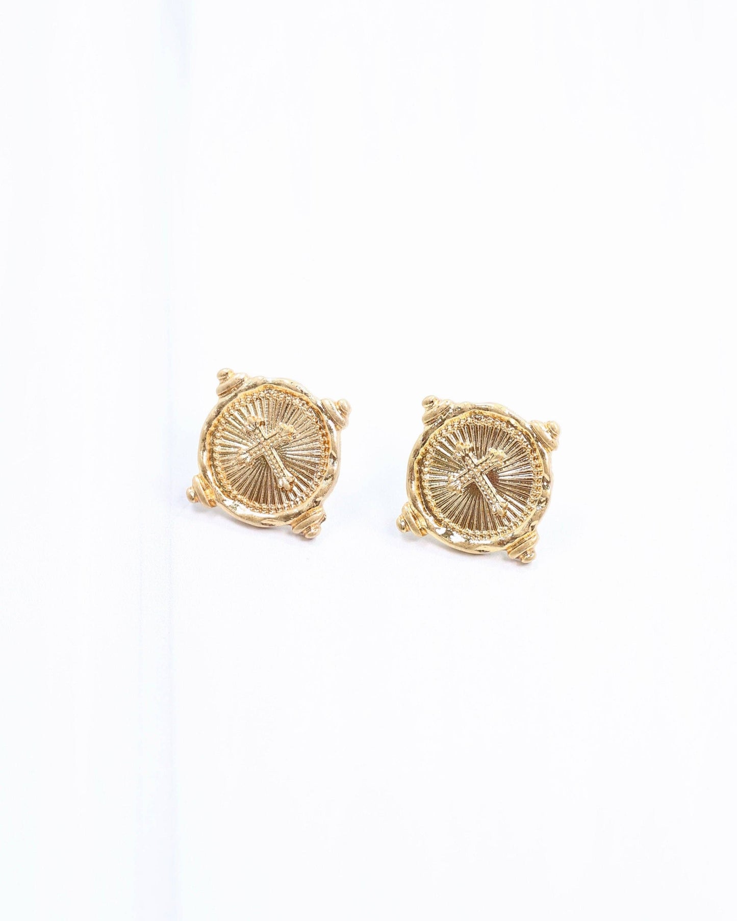 Caroline Hill - Capitola Cross Stud Worn Gold
