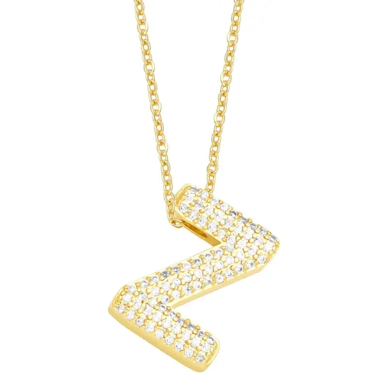 18K Gold Plated Rhinestone- Initial Necklaces