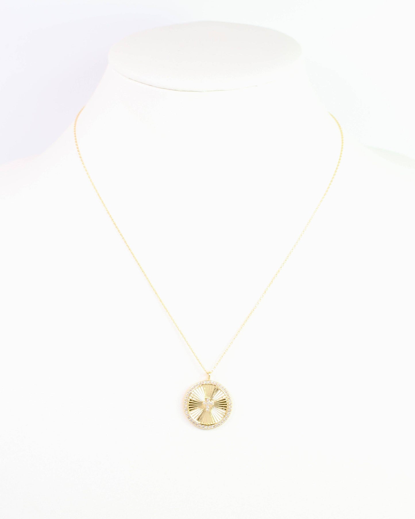 Caroline Hill - Etta CZ Cross Pendant Necklace WR Gold