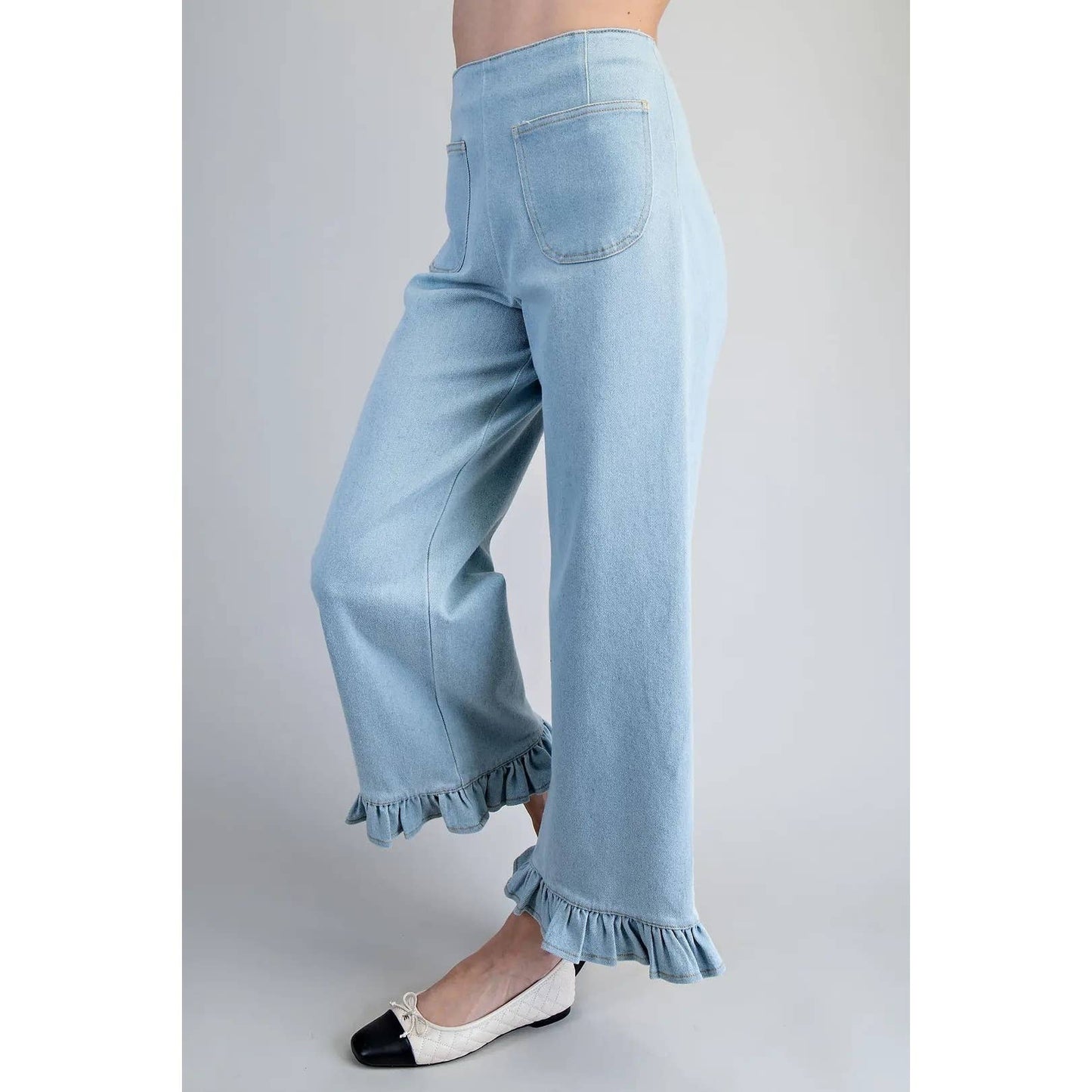 Light Mineral Washed Ruffled Hem Pants
