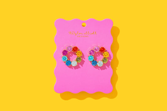 Circles w/ Colorful Gems Earrings