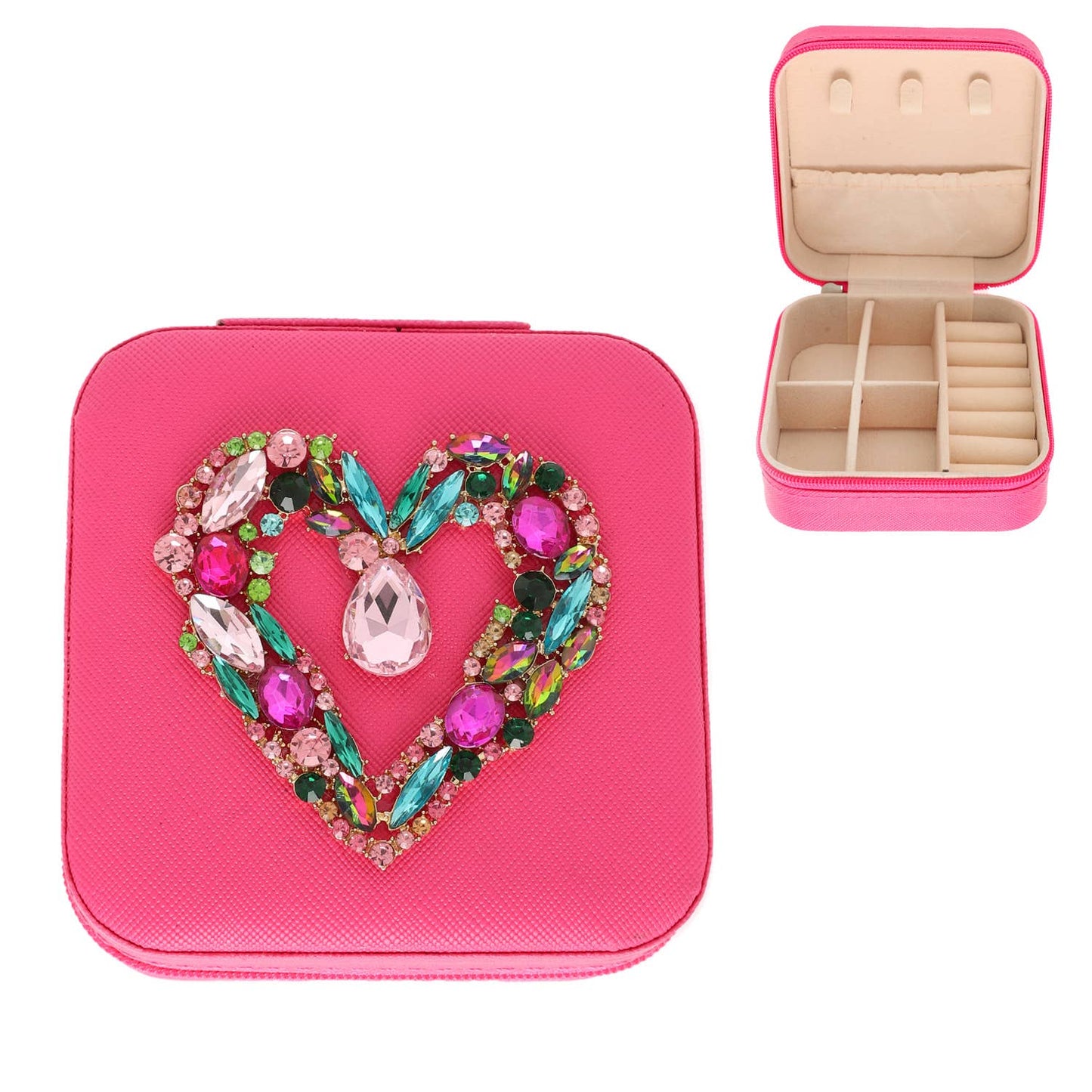 Pink Heart Jeweled Jewelry Box
