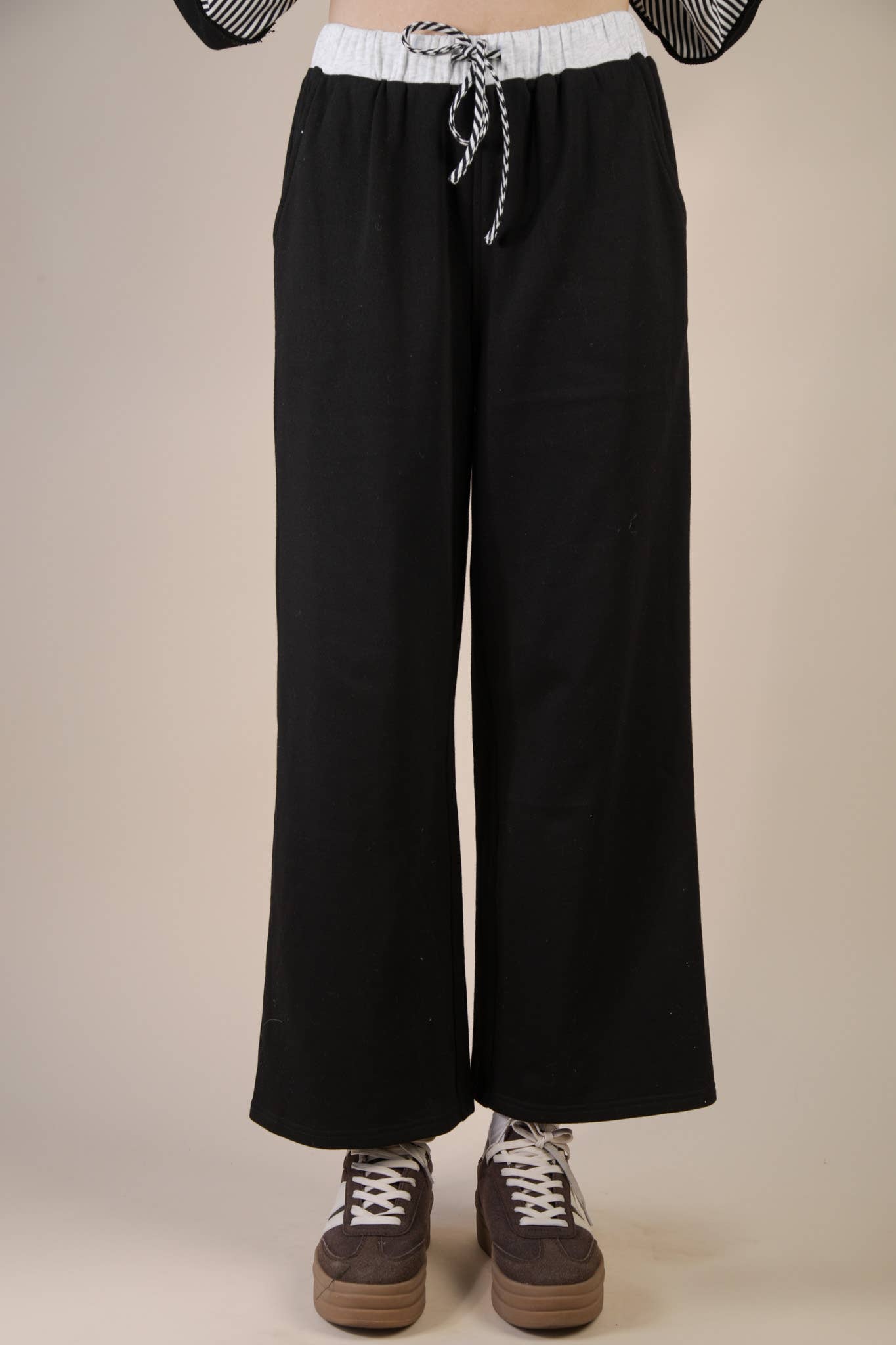 VERY J - Color Block Casual Knit Top & Pants Set