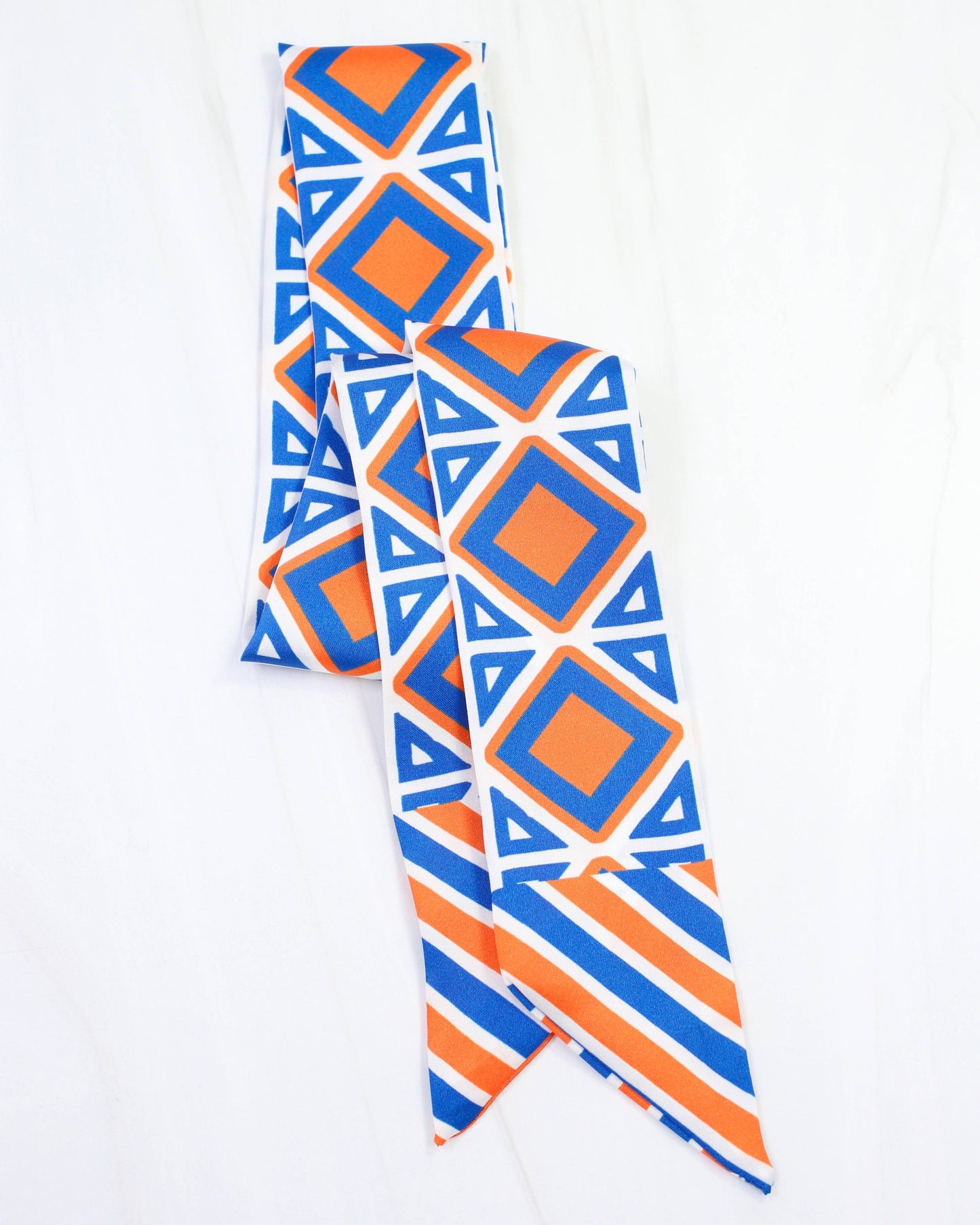 Caroline Hill -Skinny Scarf Blue Orange