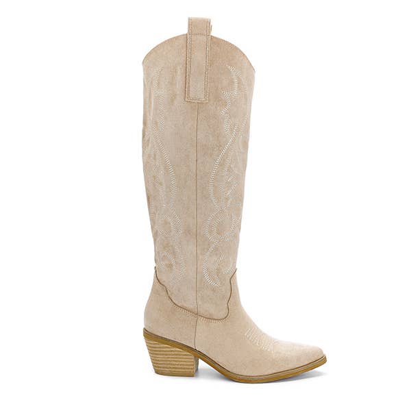 Knee High Beige Western Boots