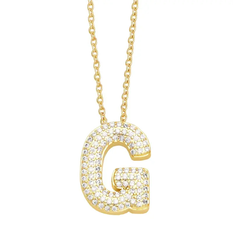 18K Gold Plated Rhinestone- Initial Necklaces