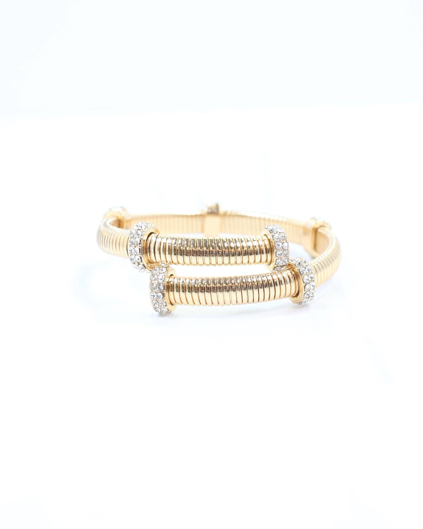 Caroline Hill - Clayton Crystal Coil Bracelet Gold
