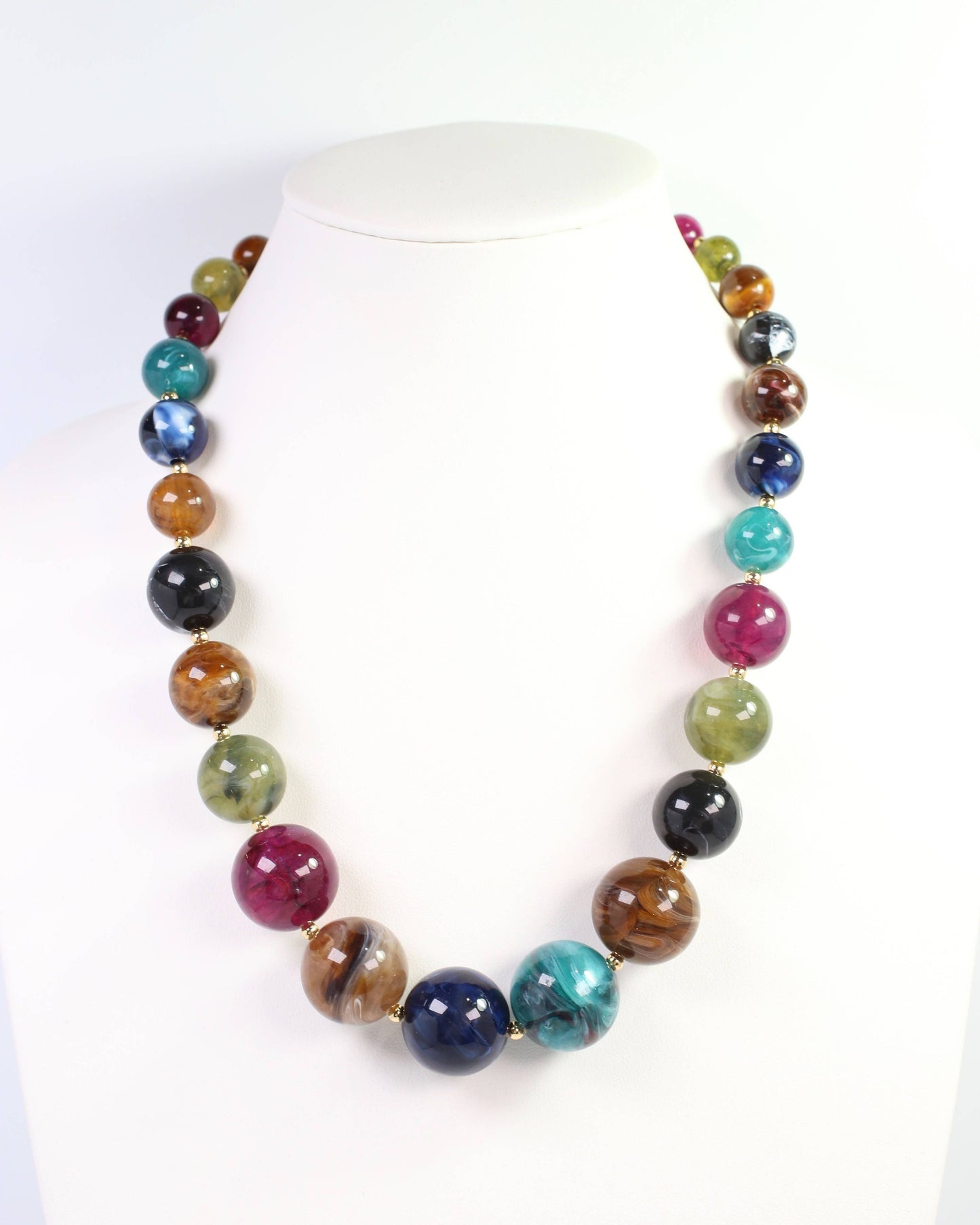 Caroline Hill - Cambridge Chunky Marble Necklace Dark Multi