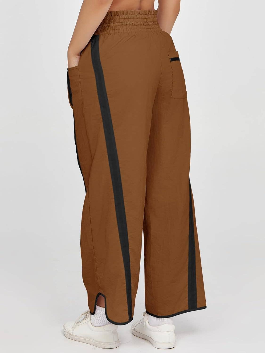 Brown Athletic Color-Block Striped Waterproof Joggers