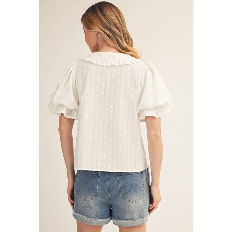 White Stripe Top with Collar