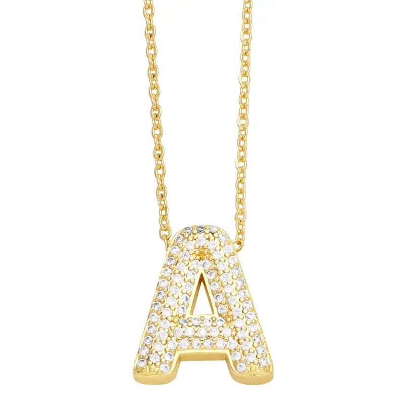 18K Gold Plated Rhinestone- Initial Necklaces