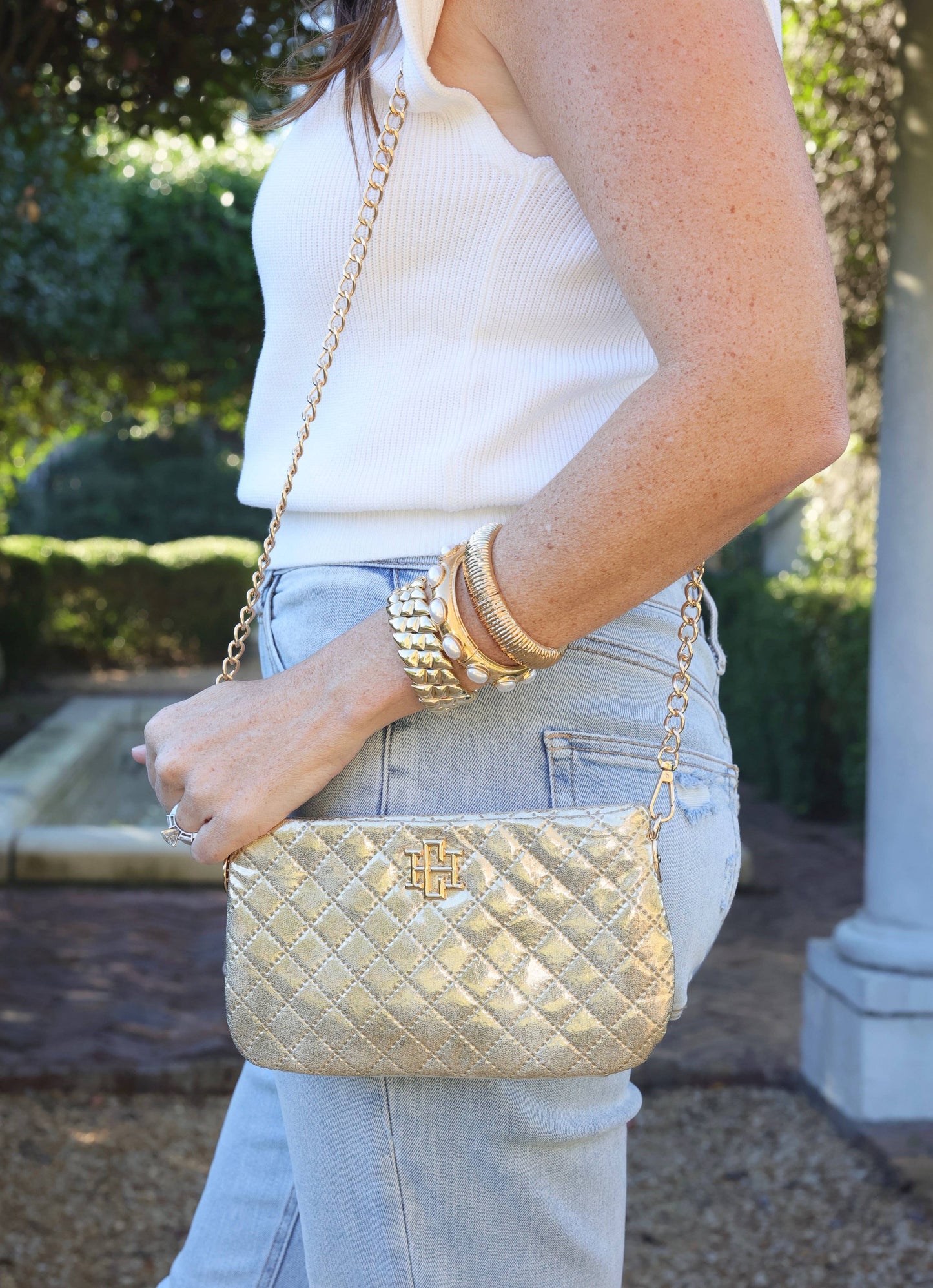 Caroline Hill - Livi Quilted Crossbody CHAMPAGNE POP