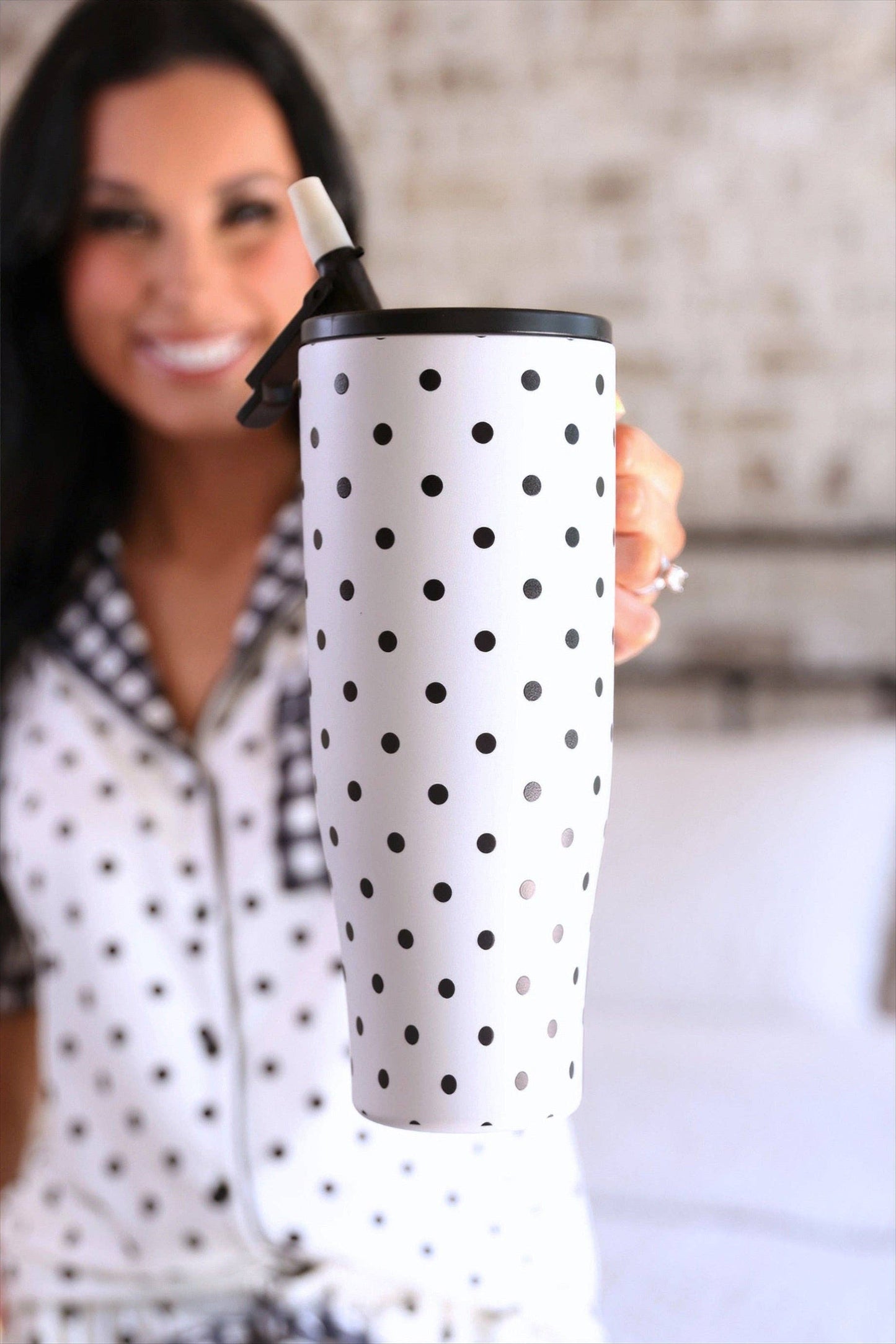 Jess Lea - White Polka Dot Sleek Tumbler