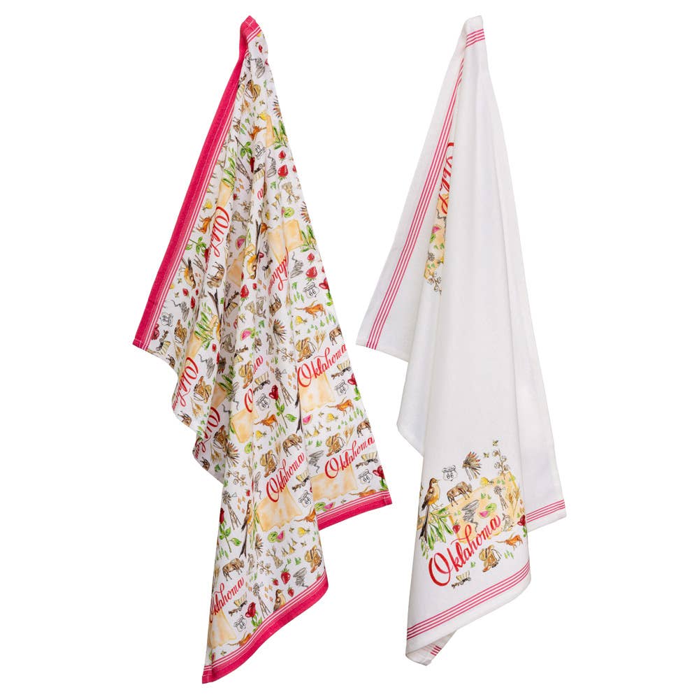 Oklahoma Collection 28" Cotton Tea Towels Set Of 2