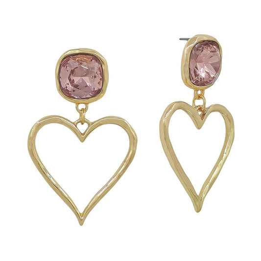 Pink Crystal Heart Earring