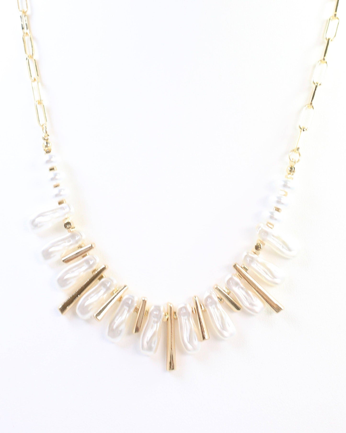 Caroline Hill - Anchorage Link and Pearl Necklace Gold