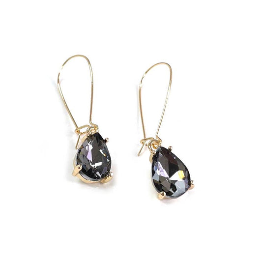 Midi Size Teardrop 5A Grade Glass Drop Kidney Wire Earrings