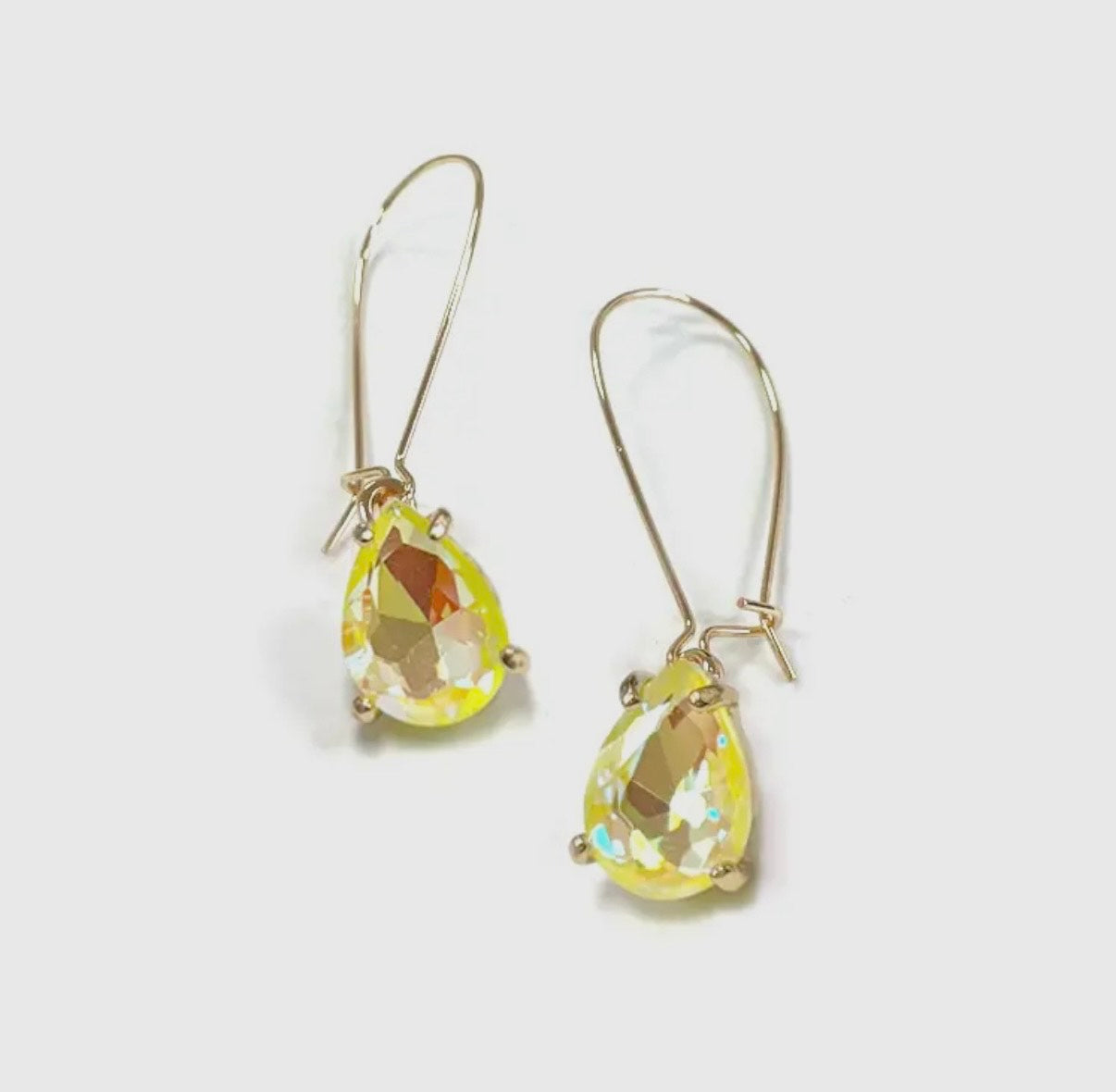 Yellow AB Teardrop Earrings 