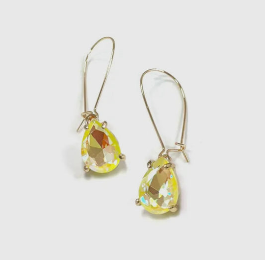 Yellow AB Teardrop Earrings 